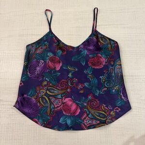 California Dynasty Vintage 90s Camisole Tank Top S SMALL Purple Dainty Romantic